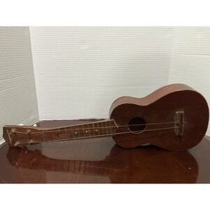 Vintage Conqueror Ukulele Brown Wood String Instrument Musical Toy